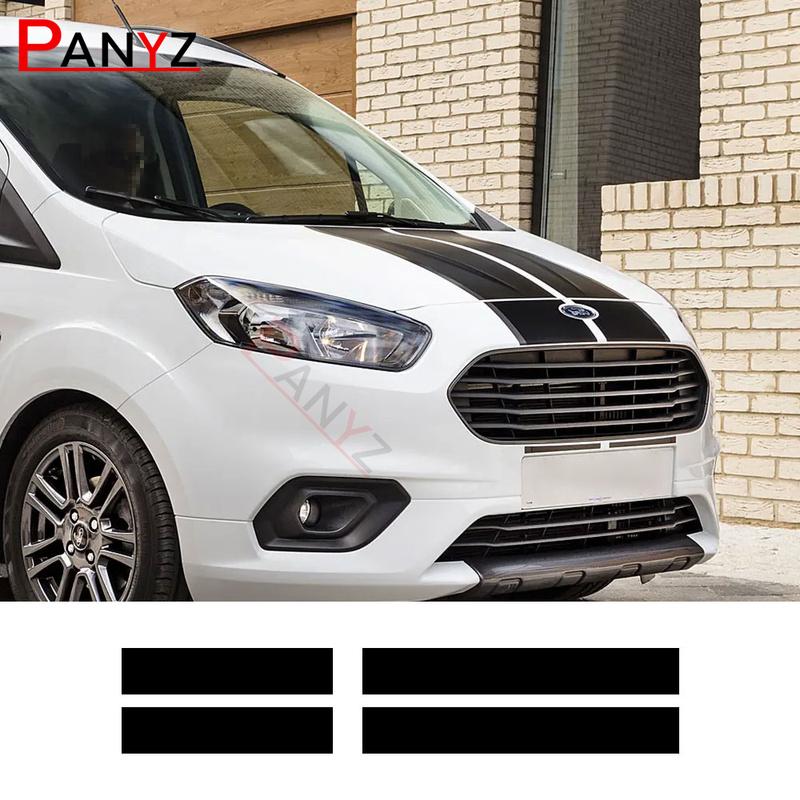 4Pcs Car Hood Cover Engine Line Stickers Vinyl Rear Door Decals For Ford Transit Courier Camper Van Exterior Tuning Accessories