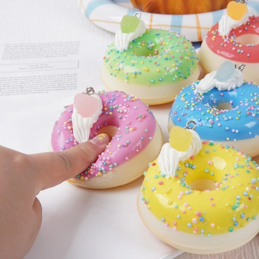 Quick Rebound Donut Bread Squeeze Toy Keychain Simulated Food Slow Rebound Keyring New Year Gift