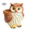 Artistic Desktop Flower Holders Cute Cartoon Owl Planter, Resin Small Planter Pot, Decorative Pot Plant for Succulents, Indoor Garden Balcony