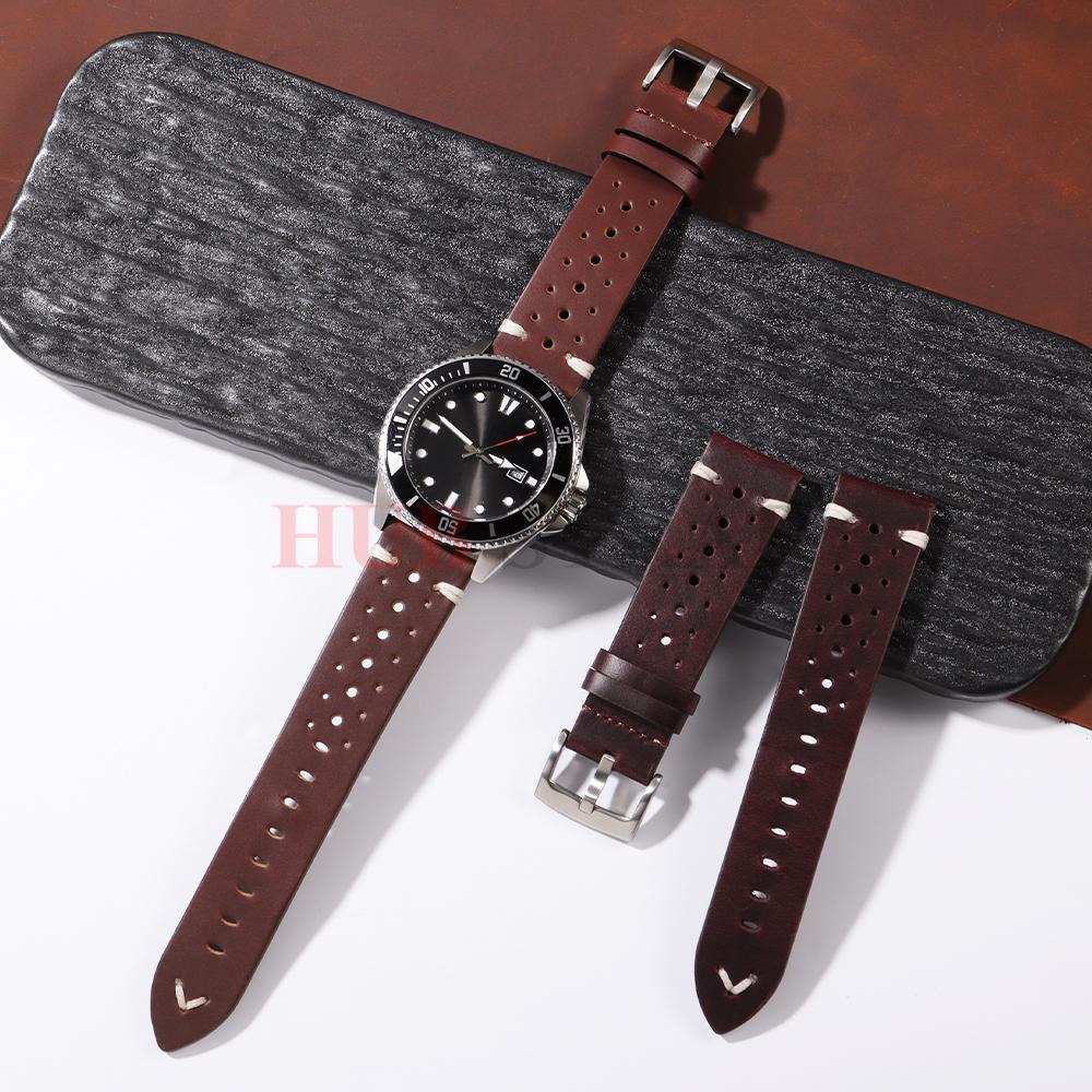 20mm 22mm Prémiový Originální Olejový Vosk Měnící Barvu Kožený Řemínek Rychloupínací Retro Řemínek z Telecí Kůže Univerzální Řemínky pro Muže Ženy