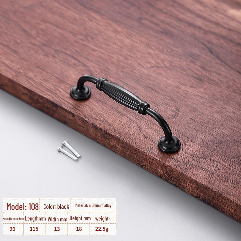 Black Aluminum Alloy European-Style Drawer & Cabinet Handle