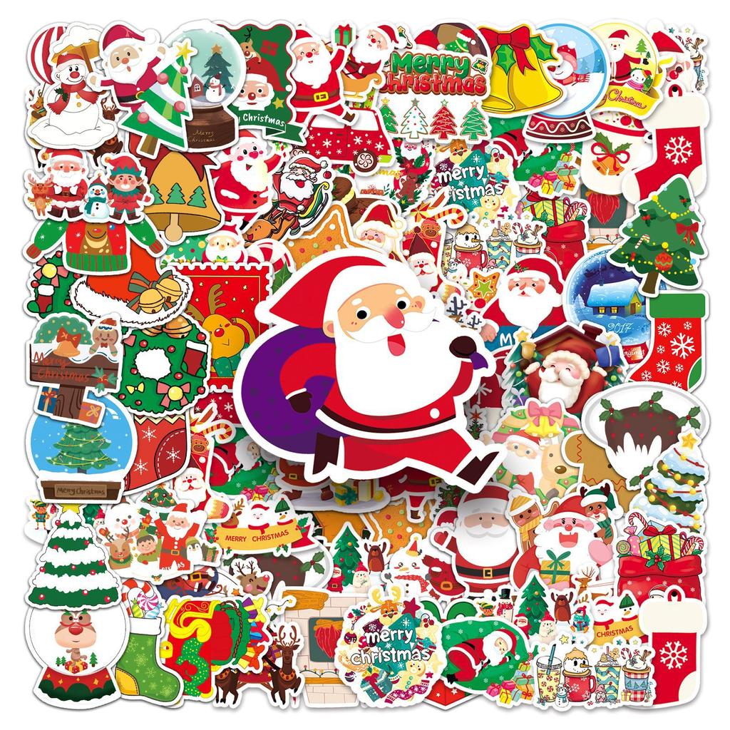 102 Christmas Personalized Cartoon Festive Theme Children's Decoration Mobile Phone Case Skateboard Suitcase Stickers
