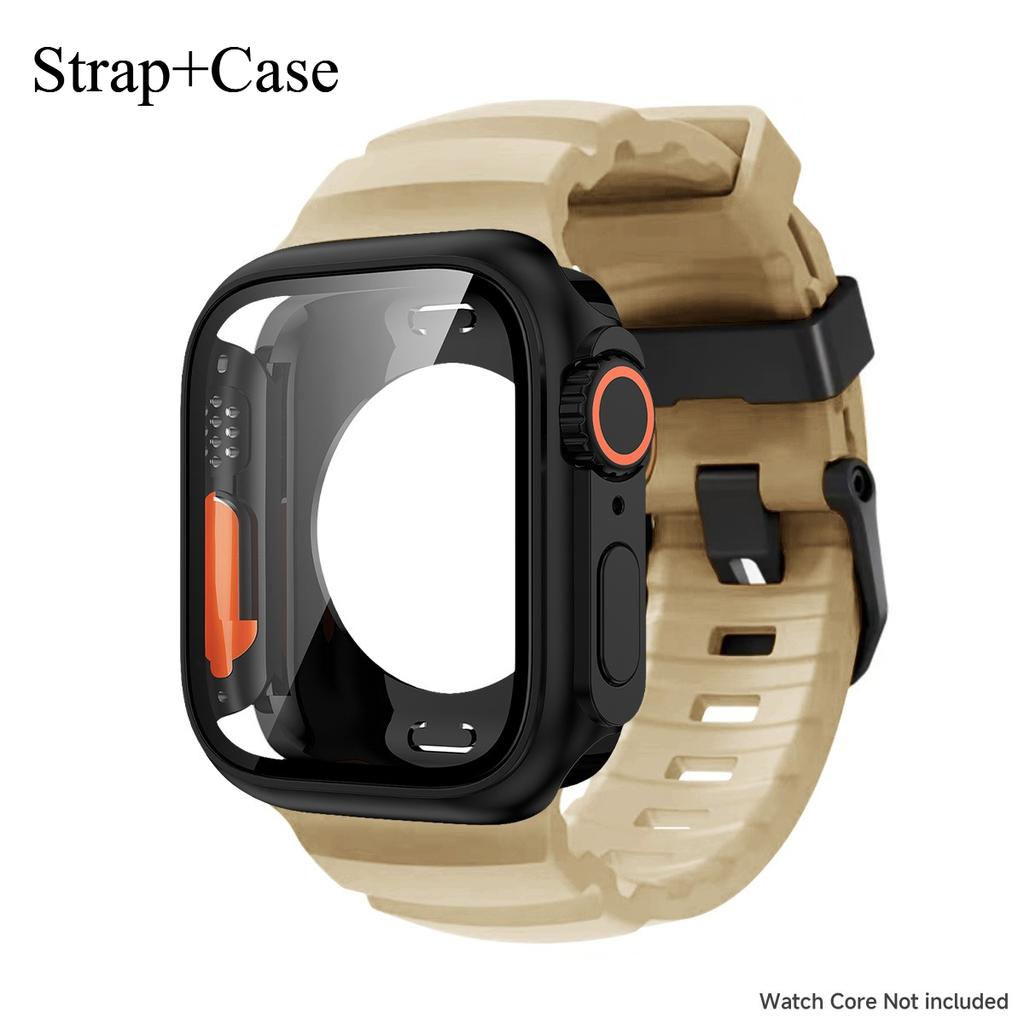 Silicone Strap For Apple Watch 44mm 45mm 46mm Bracelet+Screen Protectores Change To Ultra For iWatch Series 11 10 9 8 7 SE 6 5