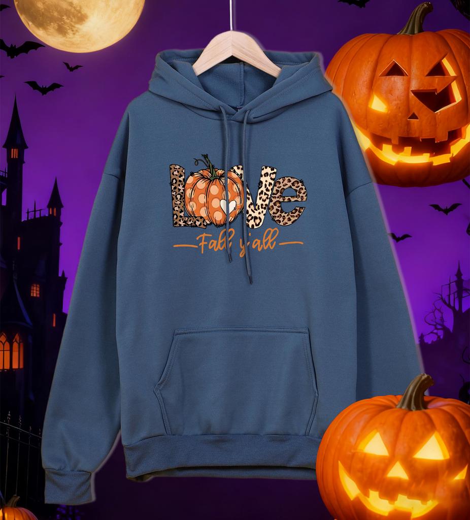 Love Happy Halloween Print Male Hoodie Casual Oversized Streetwear Pocket Fleece Hoody Hip Hop Multicolor Mens Pullover