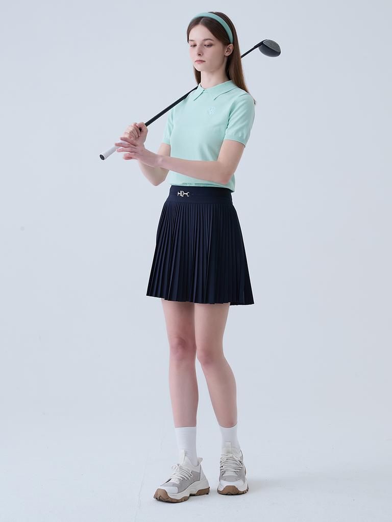 Road Roar Metal Logo A-Line Pleated Skirt Navy