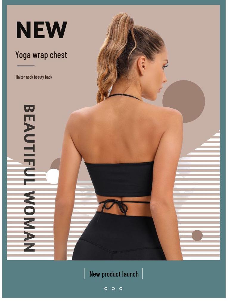 European & American Sexy Back Yoga Halter Sports Bra with Chest Pad