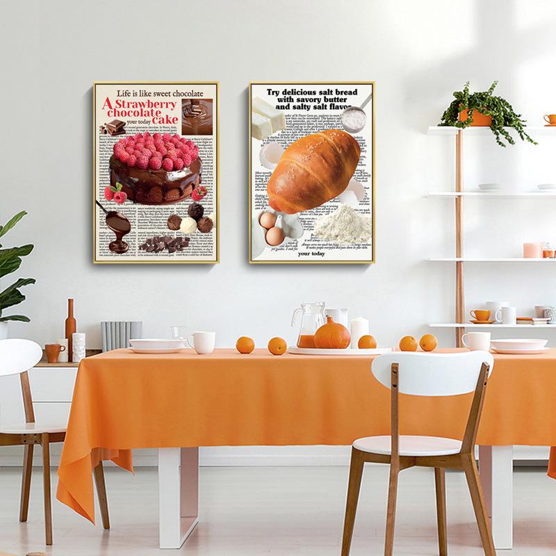 Ins Style Bread & Dessert Baking Studio Canvas Wall Art - Kitchen & Dining Room Decor (Frameless/Inner Frame)