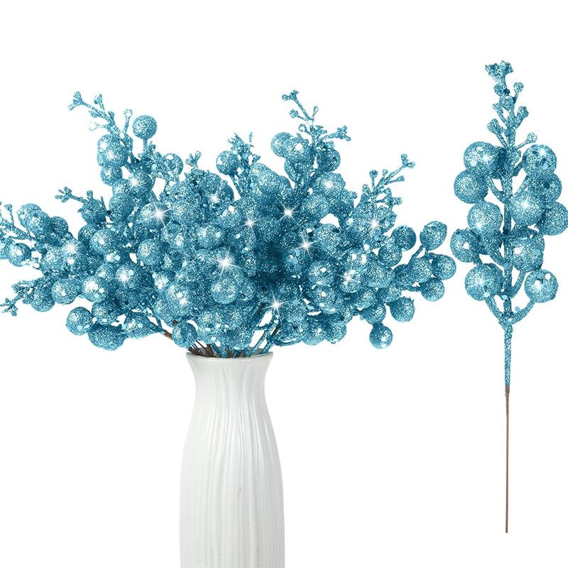 5/10Pcs Christmas Decor Artificial Glitter Berry Artificial Flower Bouquet Christmas Tree Decor Home New Year 2026 Navidad Decor