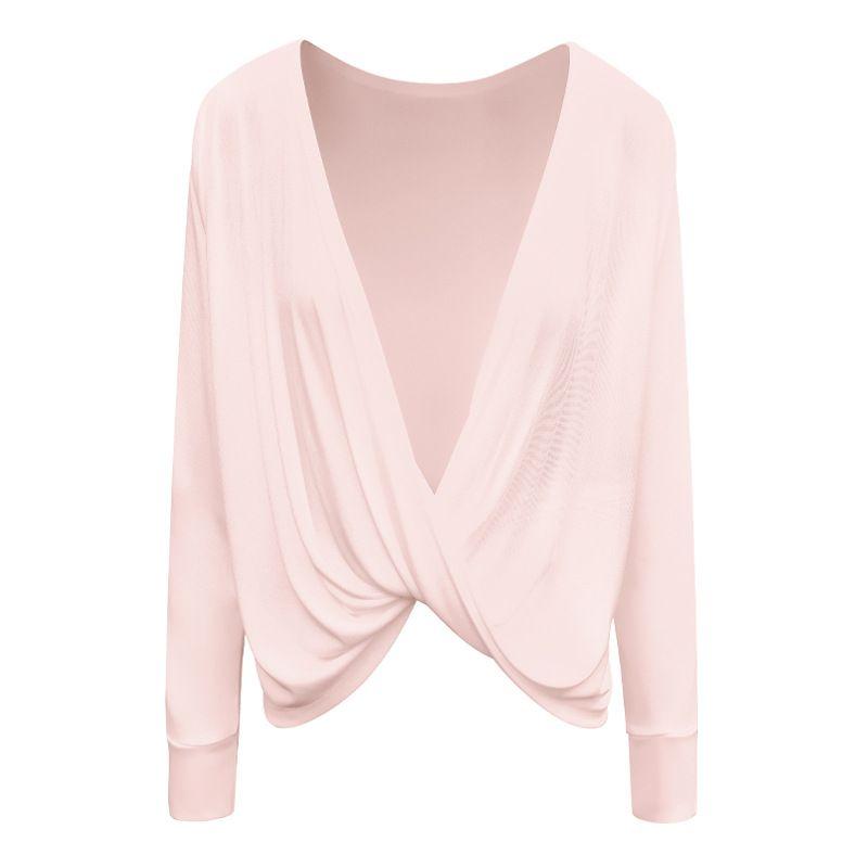 

2023 Spring/Summer Fashion Hot Selling Yoga Cover up Loose Yoga Clothes Long sleeve Beauty Back T-shirt Dance Top Women Shawl Pink blouse L