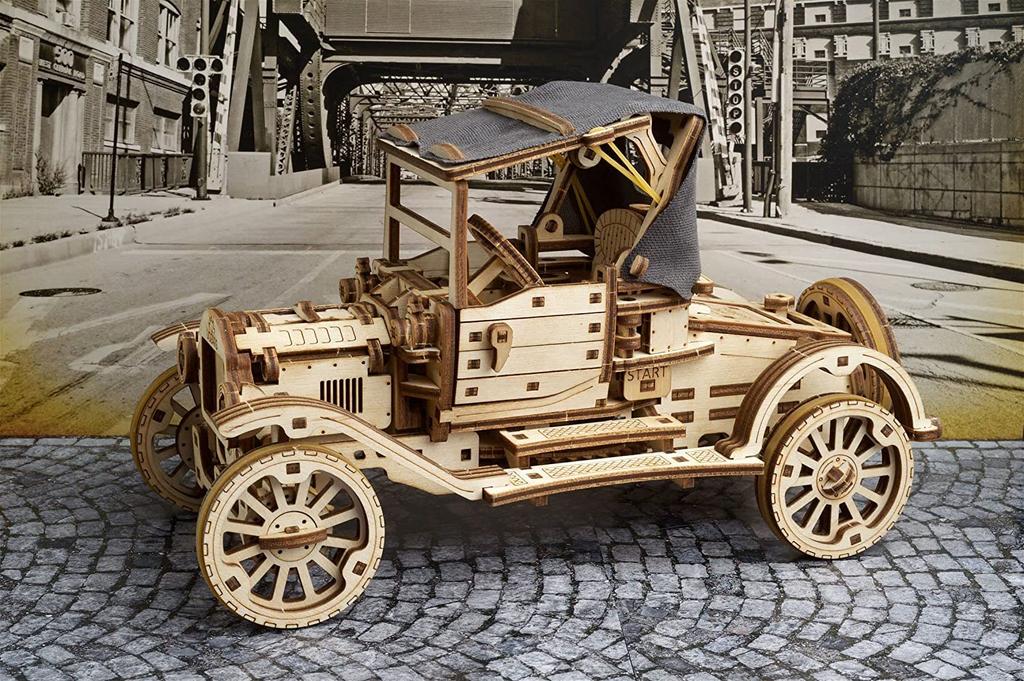 UGEARS Retro Car 70175 Wooden Puzzle Car Craft Model No Glue or Tools Required Adults and Children Intermediate Level - - - -