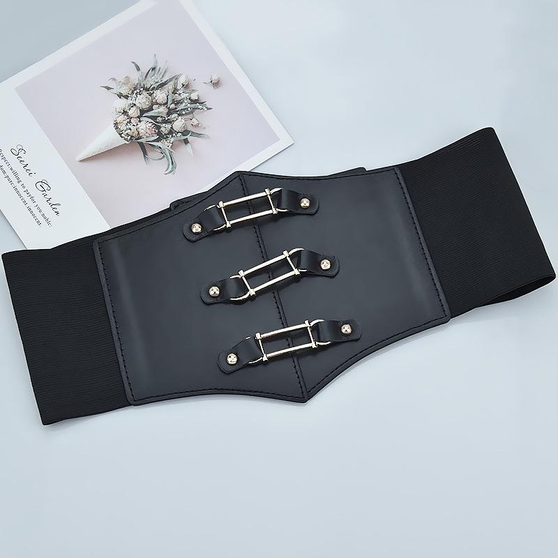 INS Women's Heart-Patterned Wide Waistband Elastic Cincher Belt