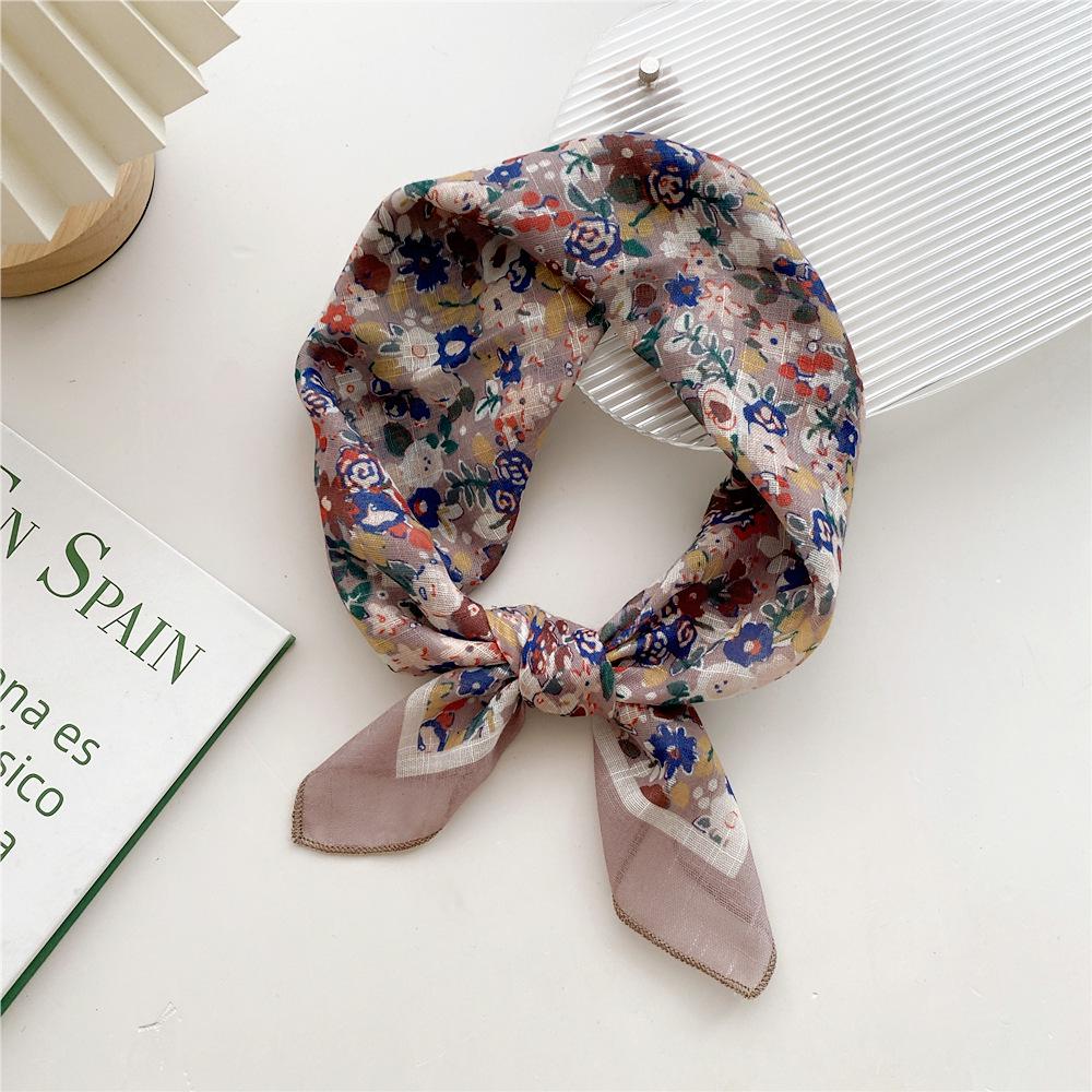 58 Cotton Linen Silk Scarf - Versatile Korean Fashion Neck and Head Bandana for Women