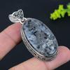 Natural Larvikite Stone Gemstone 925 Sterling Silver Gift Pendant 2.44" B0k68