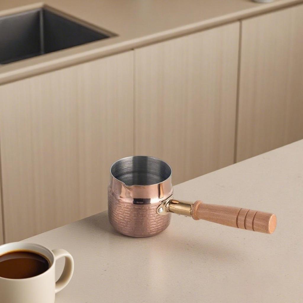 IMEEA Milk Stainless Induction with Antique Gold Pan, Saucepan, 18-10 Steel, Compatible, 400ml, Spout,