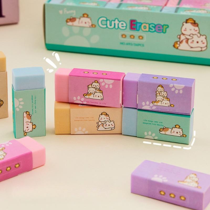 50pcs Cute Erasers Wholesale Fun Desk Pets Pencil Erasers for School Supplies Prize Office Supplies Gifts Party