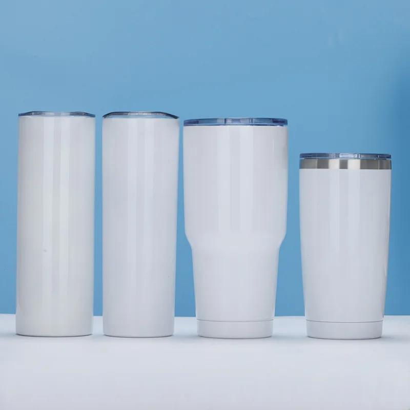 Sublimation Blank Straight Cup Stainless Steel Water Bottles Tumbler Coffee Mug Cup Vacuum Flasks DIY Insulated Thermos 6OZ-30OZ