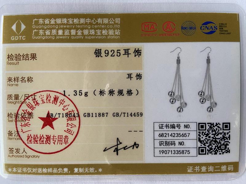 925 Sterling Silver Five Line Snake Chain Beads Drop Earrings Jewelry