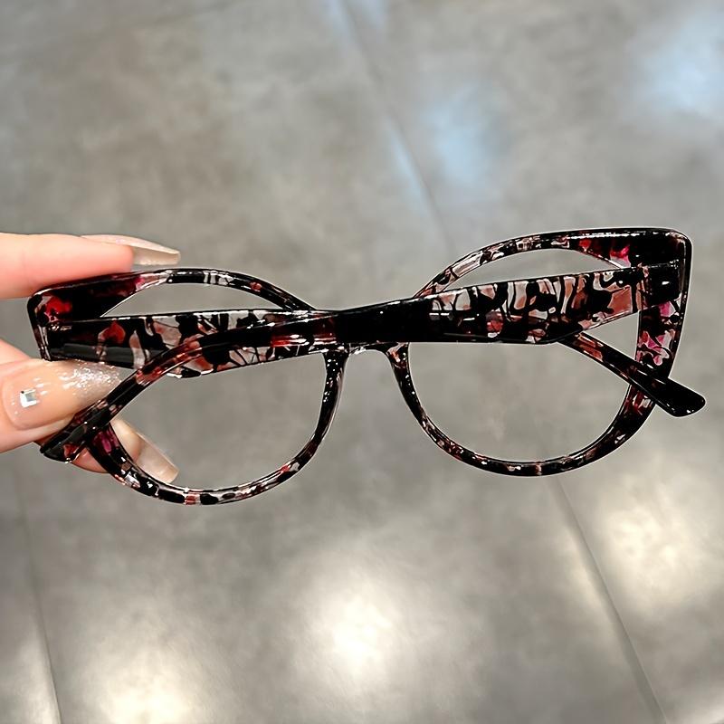 Women's Cat Eye Shape Eyeglasses Frame Trendy Leopard Print Fashionable Eyeglasses Vintage Retro Style Optical Lens Frame for Ladies Stylish Accessory