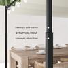 Gazebo Pergola 3x3 M with Retractable Canopy, 8 Screws and 8 Stakes, In 180g Polyester and Metal, Cream White