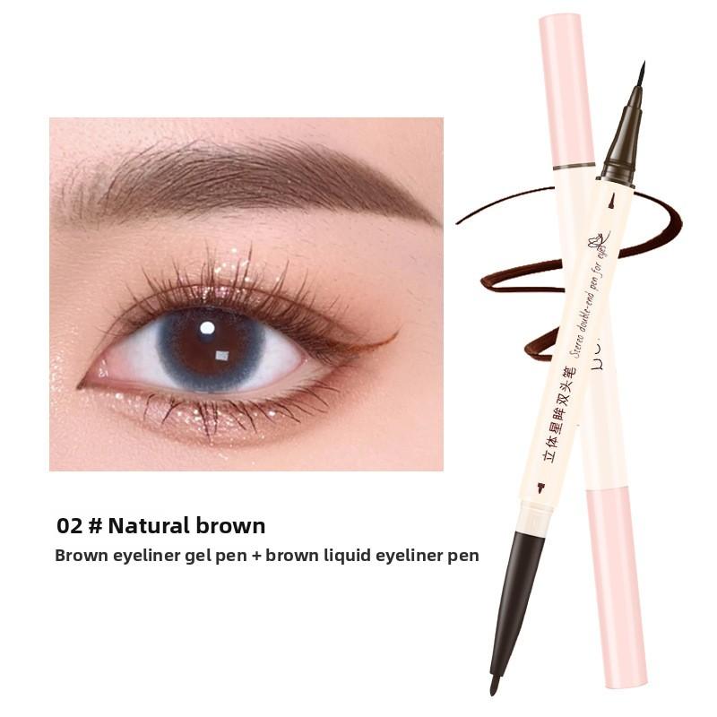 

Двусторонняя стойкая подводка для глаз, гладкая и простая в использовании, многоцелевая для подводки глаз и макияжа. 02