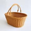Oval Handwoven Rattan-Style Picnic Tote Basket