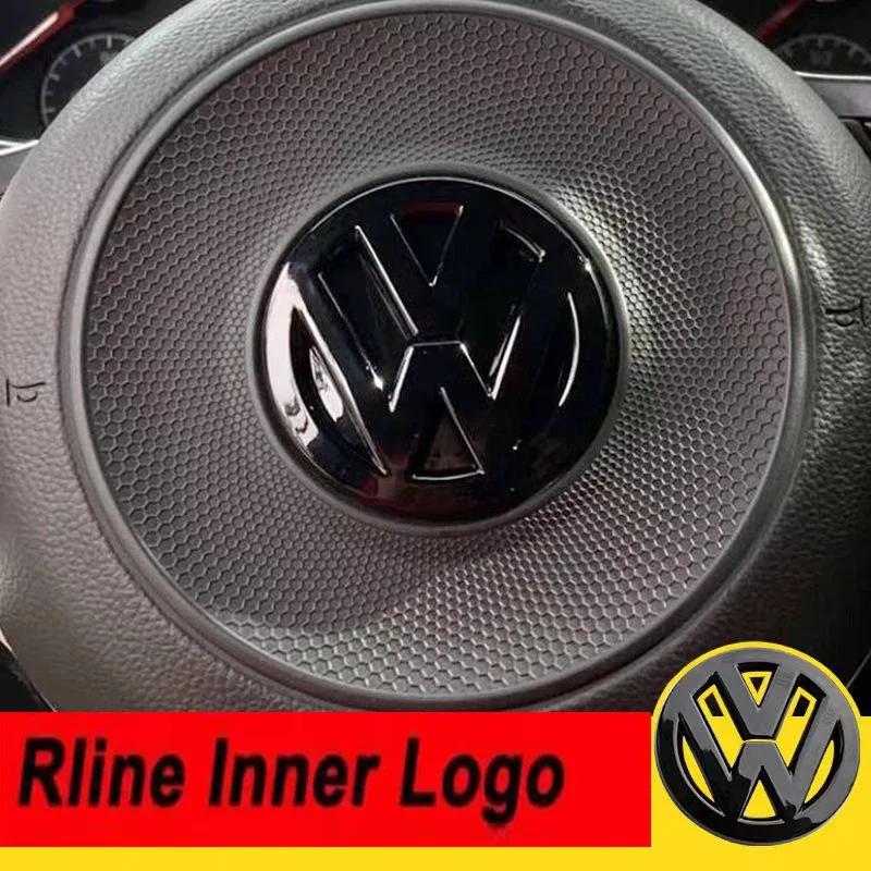

2026 Hot For Volkswagen VW Volkswagen Gloss black steering wheel emblem cover for Golf 7 Rline logo black for steering wheel чорний