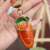 First Layer Cowhide Carrot Keychain Pendant Locomotive Car Key Chain Accessories Bag Pendant Cute Little Gift
