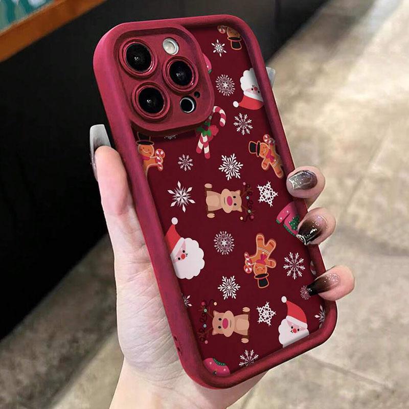 Creative Cute Christmas Theme Pattern Phone Case For Samsung Galaxy S25 S24 S23 S21 S20 5G FE Plus Ultra A15 A35 A54 A55 Cover