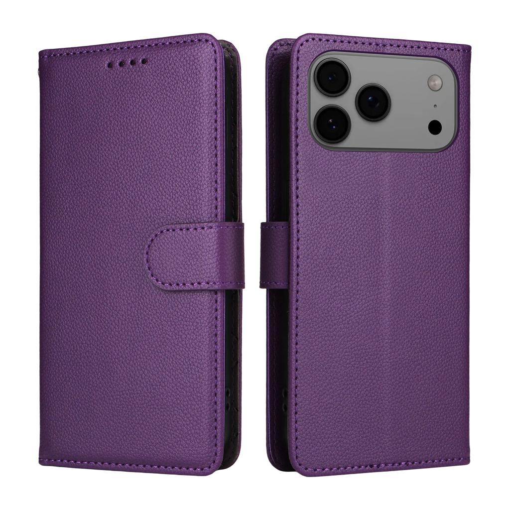 For iPhone 17 Pro Max Case RFID Blocking 3 Card Slots PU Leather Phone Cover with Wrist Strap
