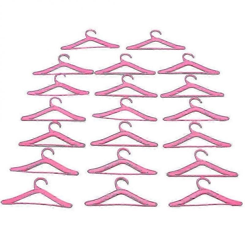 20 Pcs Pink Hangers For Barbies Dolls Clothes Accessories Plastic Hangers