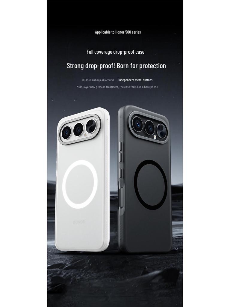 Honor 500Pro Mattierte Magnetische Linsen Schutzhülle - Vollständige Abdeckung, Anti-Fall-Design
