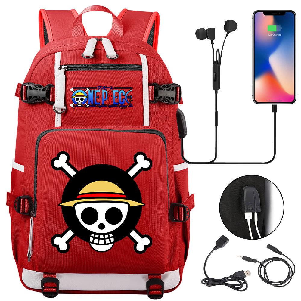 Anime Skull Print Large Capacity Backpack for Teens Students Casual Travel Daypack Lightweight Waterproof
