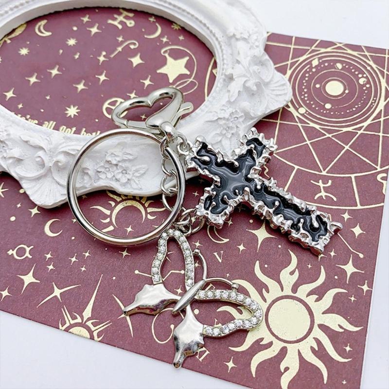 Thorn Crucifix Keychain for Women Stylish Butterfly Keyrings for Fashion Lovers
