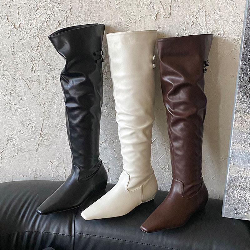 Fashion Fashion Pointed Toe Ladies Knee High Boots Female Slip On Shoes Women Modern Long Boots With Height Increasing Shoes