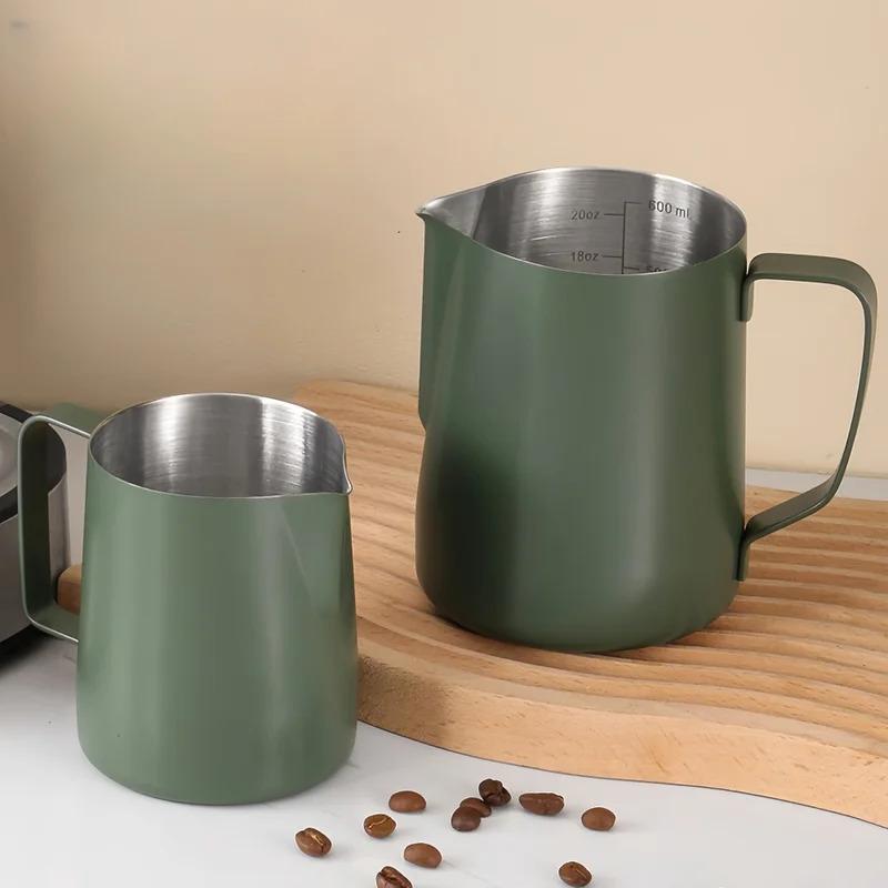 350/600ML Coffee Milk Frothing Pitcher Jug 304 Stainless Steel Precise Scale High Quality Latte Barista Professional CafeUtensil