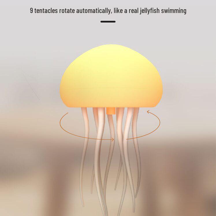 Sound-Activated Gradient Jellyfish Lamp with Floating Tentacles - Ideal for Home, Car, or Desktop Atmosphere Lighting