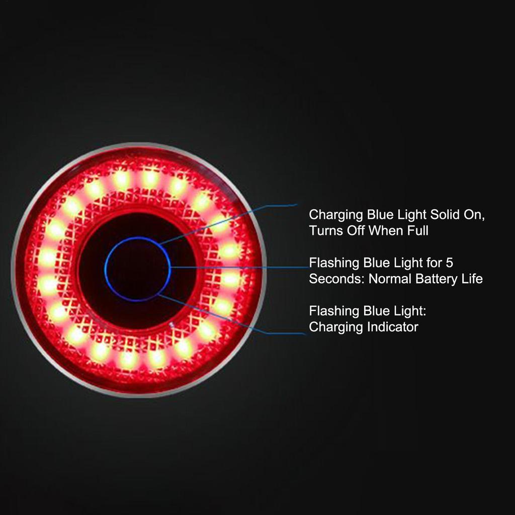 Bike Rear Light Smart Bike Tail Sensing Light Waterproof Brake Sensing Lamp For Riding Mountain Road Daily Commuting Camping