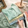 Women's Ice Silk V-Neck Button-Up Loose Short Sleeve Cardigan Top for Spring/Summer 2025.