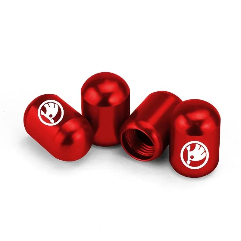 LAX4 Car Air Valve Tyre Stem Caps Ccover Decor Parts for Skoda Rapid Yeti Karoq Fabia 2 Superb Felicia Kodia Kamiq Octavia A7 Tour