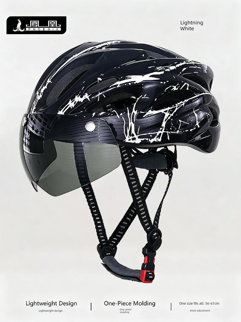 Phoenix Bicycle Riding Helmet with Goggles, One-Piece Riding Helmet, Men's and Women's Mountain Road Bike Safety Helmet