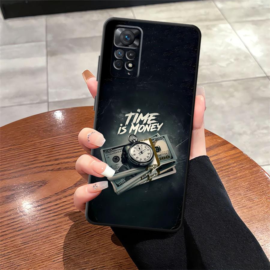 Case for Xiaomi Redmi Note 10S 9S 14 10 11s 12s 7 8 9 11 13 Pro Plus 12 Pro Funda Phone Cover Time Is Money Printed