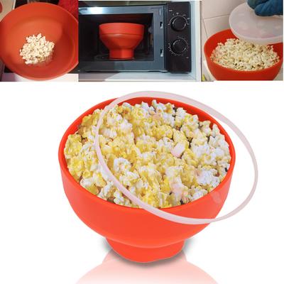 Silikon Faltbarer Popcorn Maker Chips Obstschale Rot Mikrowellen Popcorn Schüssel Eimer Hohe Qualität Küche Einfache Werkzeuge mit Deckel DIY