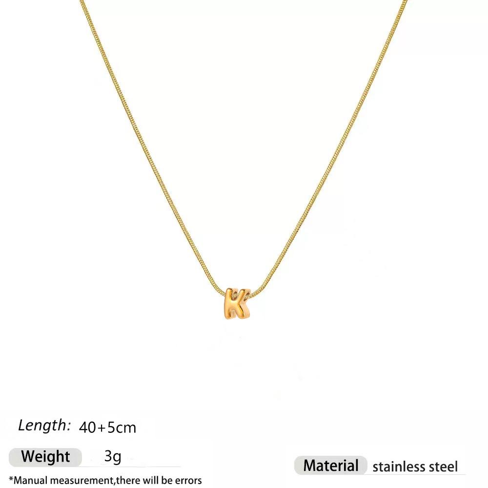 Elegant Titanium Steel Initial Necklace - Colorfast Clavicle Chain for Women