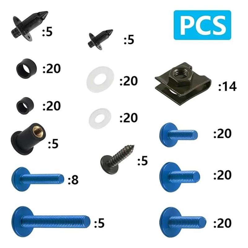 190pcs Screw Set Motorcycle Fairing Screws Kit Accessories Screw For Ducati 899 Zzr1400 KAWASAKI  ZX14R ZZR400 ZX7R ZX9R ZX12R