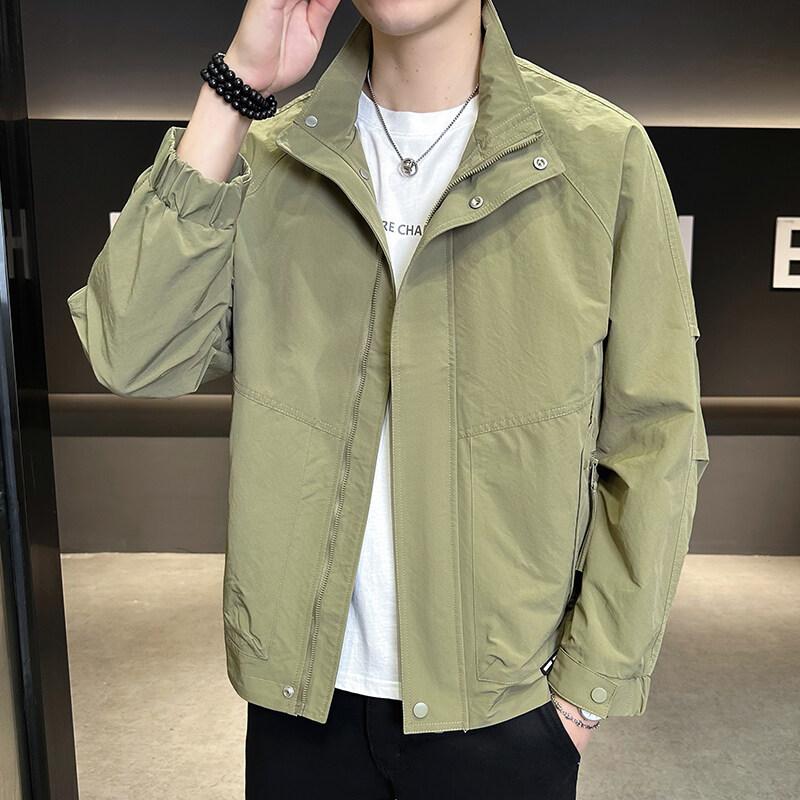Supply Men'S Jacket Spring New Stand-Up Collar Handsome Tooling Youth Jacket Versatile Fashion Trend