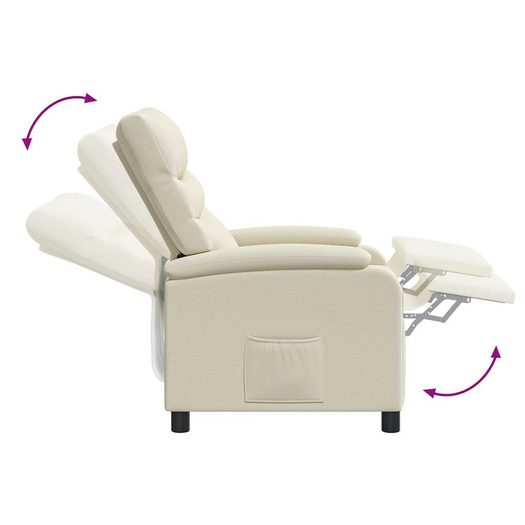 Recliner Chair Cream Faux Leather