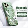 INS White Flower Plants Pattern Case For iPhone 17 Pro Max Magnetic For Magsafe Hybrid Slim Matte Cover For iPhone 16 15 14 13 Pro Max