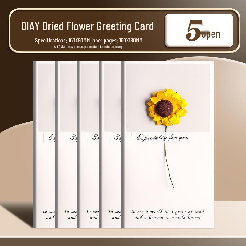 Handmade Dried Flower Greeting Card for Mother's Day, Thanksgiving, Birthdays & More