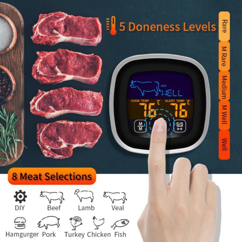 Termómetro digital para alimentos con pantalla LCD de lectura remota, sonda para carne, para cocinar en la cocina, barbacoa, pavo