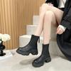 2025 Thick-soled Versatile Muffin High-heeled Elastic New Rear Zipper Short Boots Women's Autumn and Winter Retro Women's Boots Thin Boots